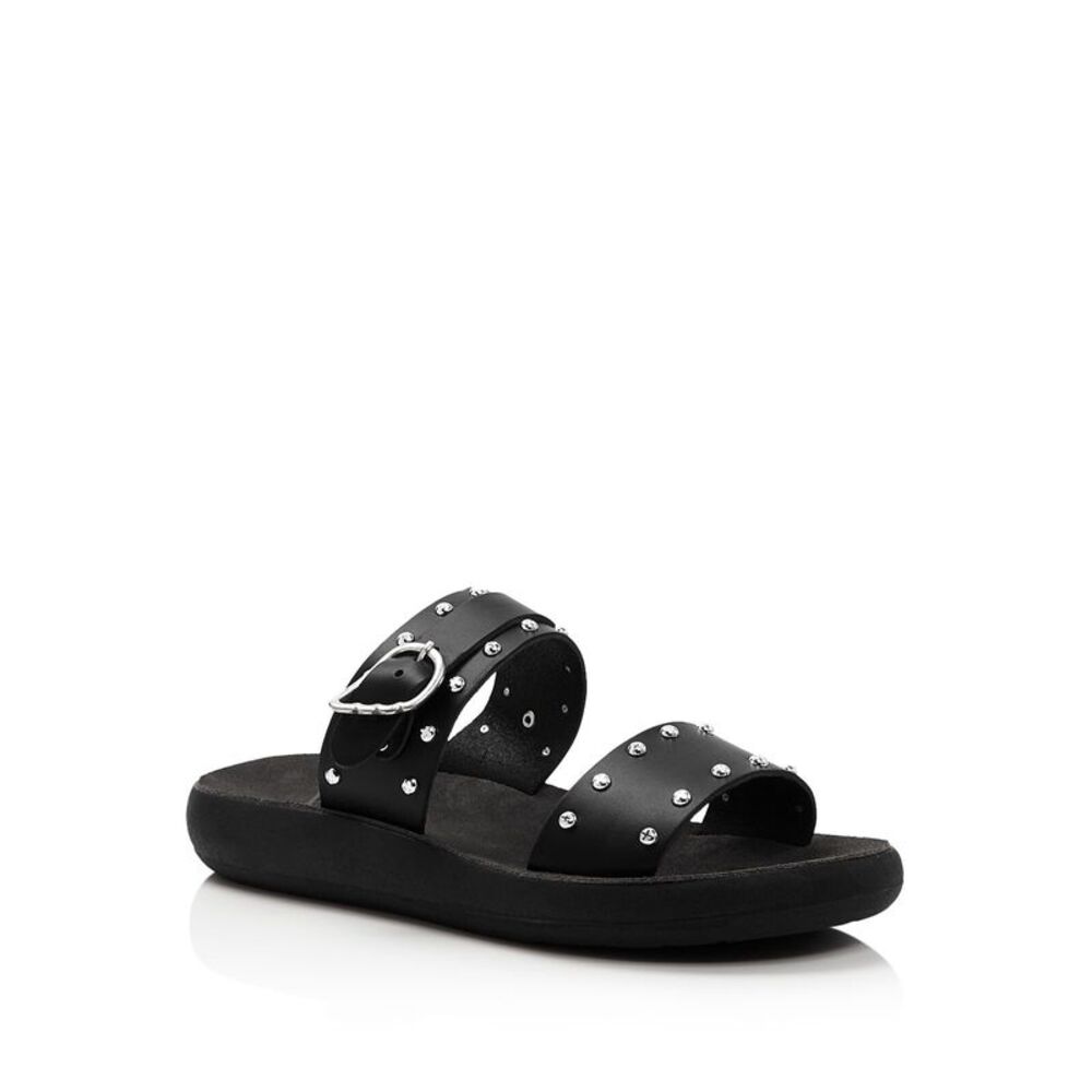 ANCIENT GREEK SANDALS Womens Black Preveza Wedge Slip On  Slide Sandals 39